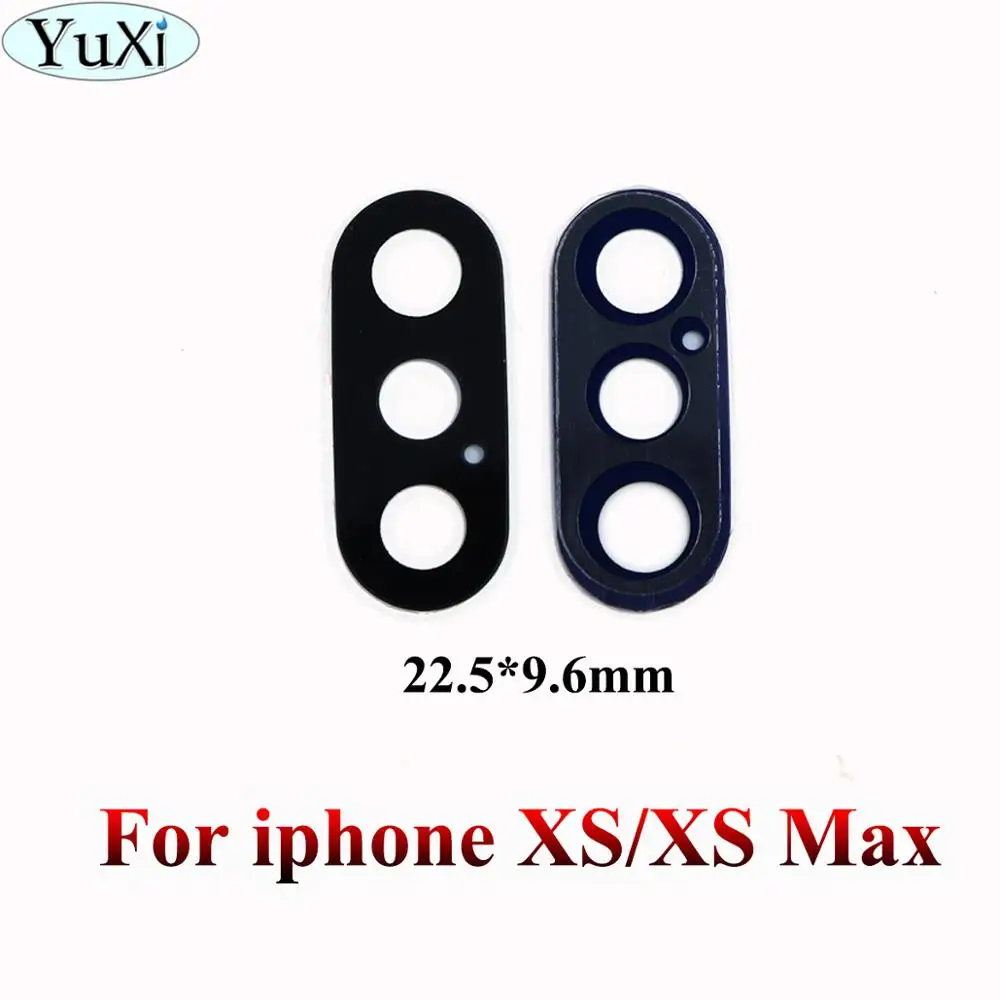 

YuXi 2pcs/lot For iPhone XS XS MAX Back Rear Camera Glass Lens Cover with Sticker Replacement Parts Black