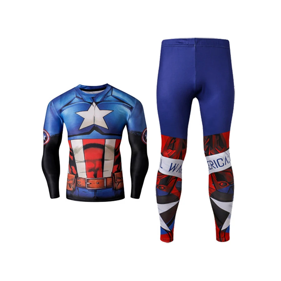 

Captain Marvel Jersey Men's Shirts Long Sleeve Mma Rashguard Compression Sport Fitness Suit Men Muay Thai Kickboxing Ufc Bjj T S