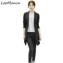 Осень блейзер Для женщин Slim Fit Повседневная куртка Feminino Плюс Размеры 3XL Женская одежда черные длинные Пиджаки для женщин дамы Повседневная обувь