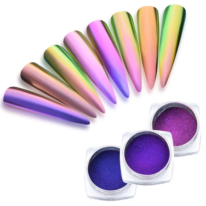 

MEET ACROSS 6Pcs/set Holographic Shiny Powder Magic Mirror Powder Nail Glitters Nail Art Sequins Chrome Pigment Nail Polish Dust