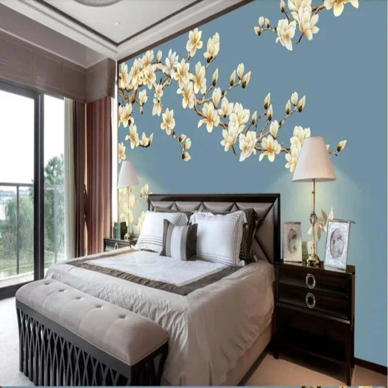 

New Chinese style pen and flower mural background soft back support