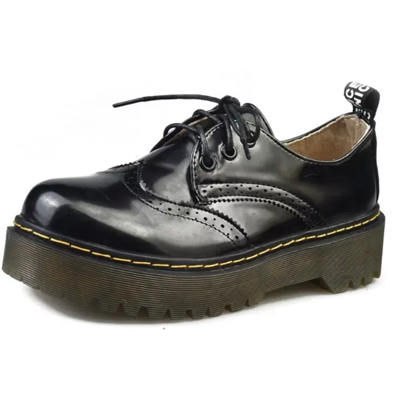 COOTELILI Designer Shoes Women Luxury 2018 Brogue Flat Platform Shoes Woman 4cm Heel PU Leather Lace-Up Ladies Shoes Flats 35-40 (8)