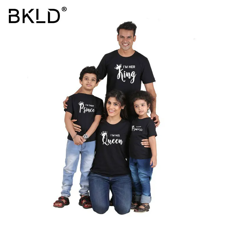 Best BKLD His King Her Queen Their Prince And Princess Shirt Letter Print Couple Matching Summer Lover Tee Tops Casual Family T shirt