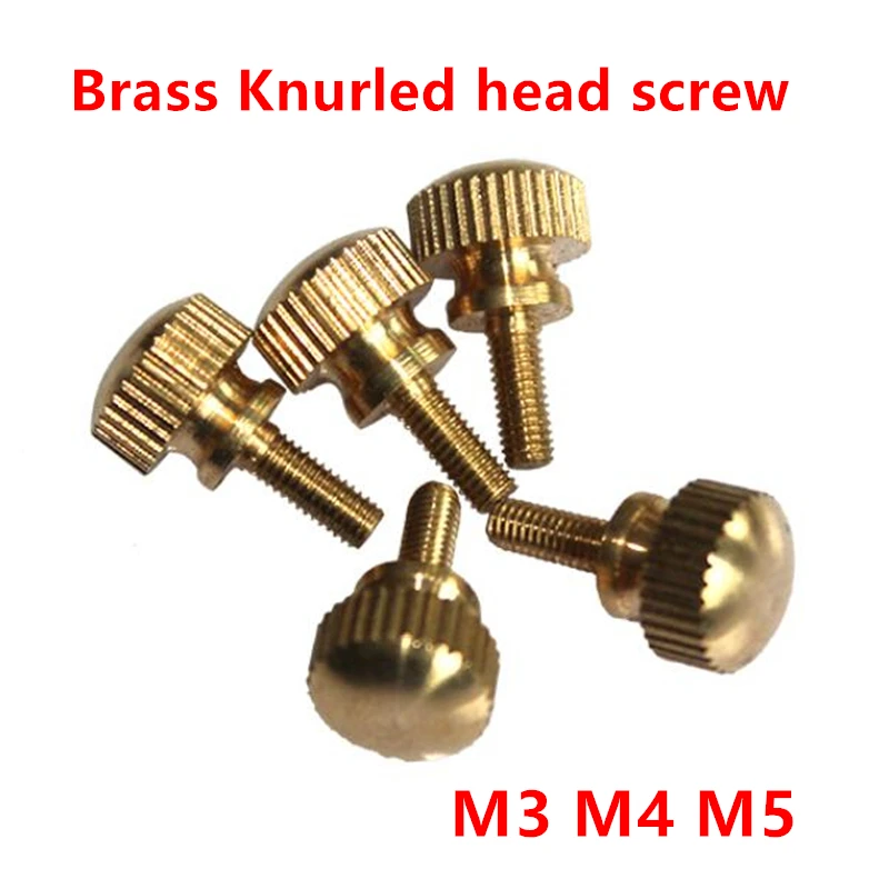 5pcs Brass Thumb Screw M3 M4 M5 brass Twist knurled head with Step