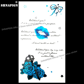 

SHNAPIGN Story of Blue Lover Temporary Tattoo Body Art Arm Flash Tattoo Stickers 17*10cm Waterproof Fake Henna Painless Sticker