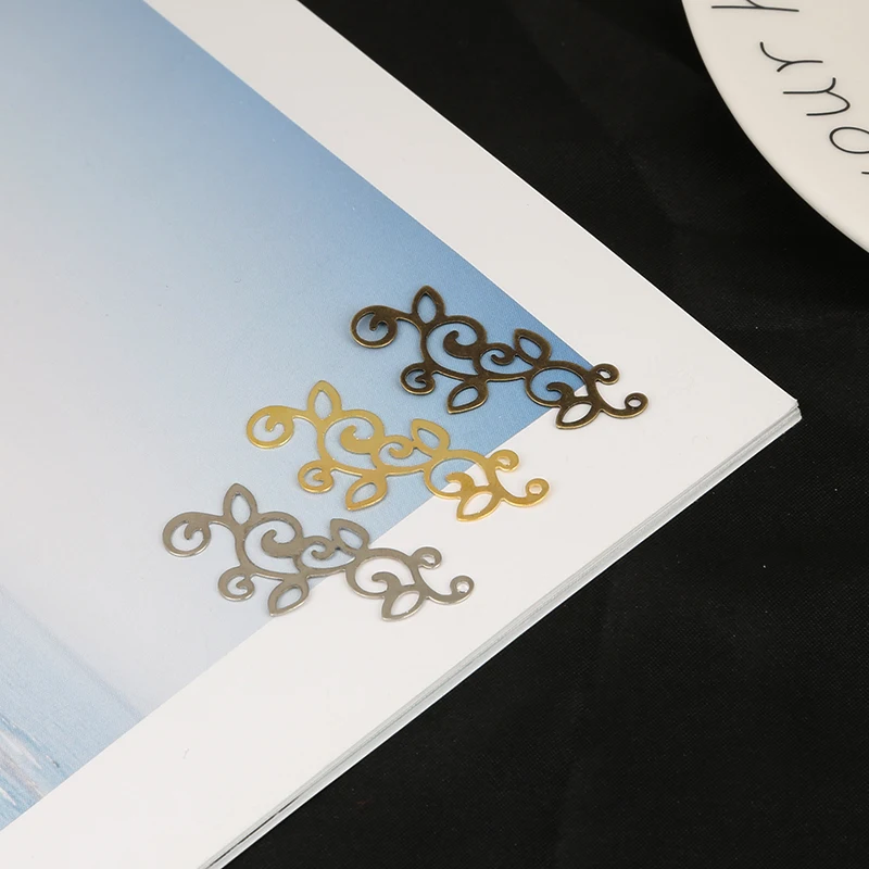 

10pcs 16x39mm Gold/Bronze/Rhodium Plated Flower Filigree Wraps Connector Charms Pendant For Jewelry Making DIY Accessories