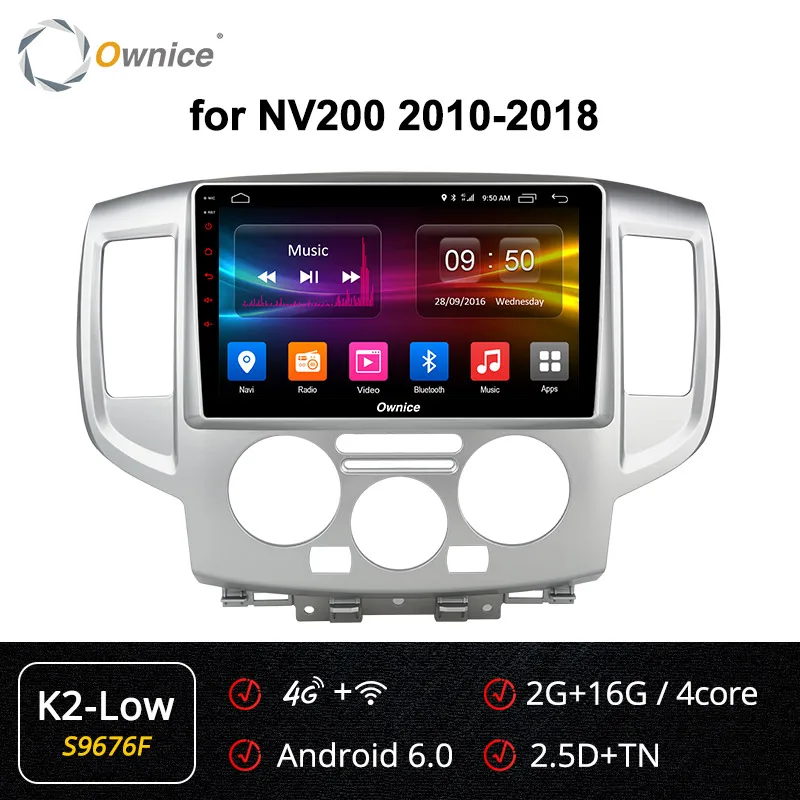 Ownice K1 K2 K3 K5 K6 2DIN Android 9,0 8 Core 360 панорама DSP 4 аппарат не привязан к оператору сотовой связи автомобиля радио gps Navi для Nissan NV200 2010 2011 2012 - Цвет: S9676 K2-Low