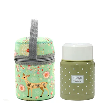 

christmas deer bag thermos stainless steel drinking mug inox folding spoon soup thermo kids drinking bottle taking lunch picnic