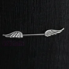 Серебряные Крылья Ангела хирургическая сталь пирсинг ювелирные изделия бар ниппель щит кольцо