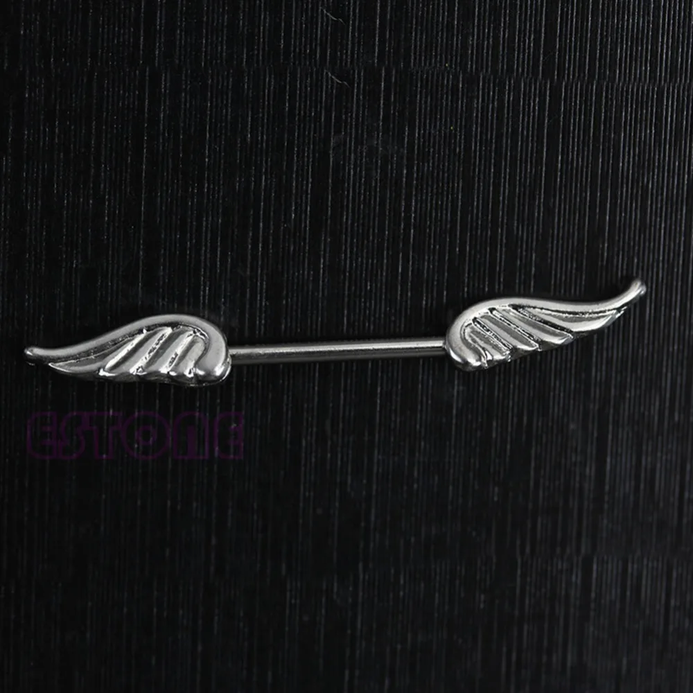 

Silver Angel Wings Surgical Steel Body Piercing Jewelry Bar Nipple Shield Ring