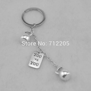 

30pcs a lot fashion sport Kettle bell with YOU and YOU Gym Key chain(K100536)
