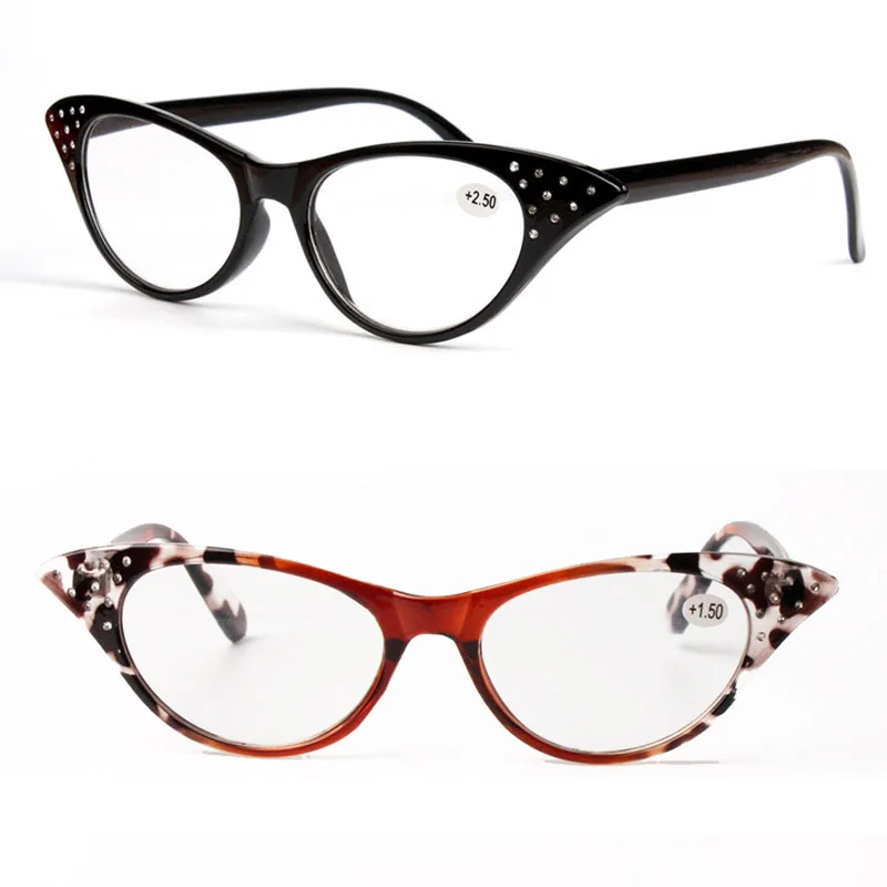 

fashion reading glasses S5023 cateye shape with acrylic diamonds decoration hyperiopia trendy eyeglasses for women