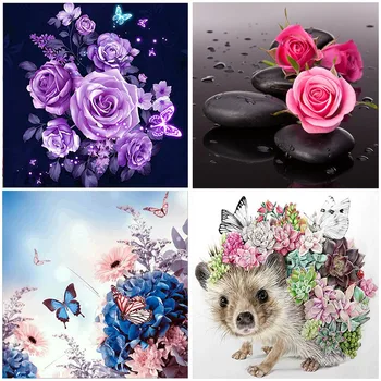

Butterfly Flower 5D Diamond Painting Wall Sticker Rose Beads Full Square Drill Kits Embroidered Cross Stitch Home Decorations