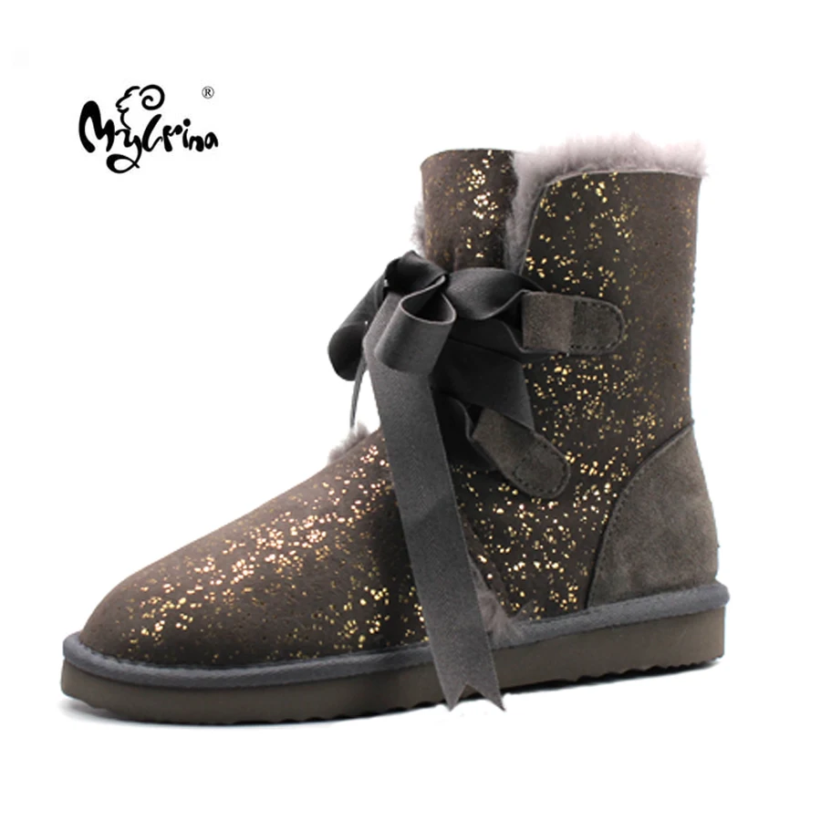 MYLRINA Top Quality Women Snow Boots 100 Natural Fur Wool Warm Winter