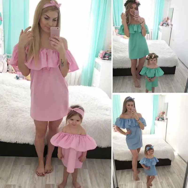 Mom and Daughter Dress for Mum Baby Family Matching Outfits Mommy and Me Clothes Fashion Family Set Chiffon Dress Mother & Kids (1)