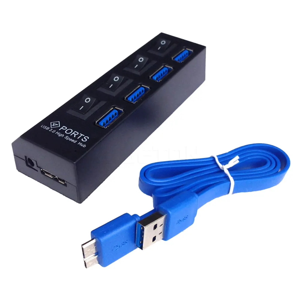 Kebidu высокоскоростной концентратор USB 3,0 светодиодный дисплей 4 порта с переключателем включения/выключения USB концентратор для настольного ноутбука
