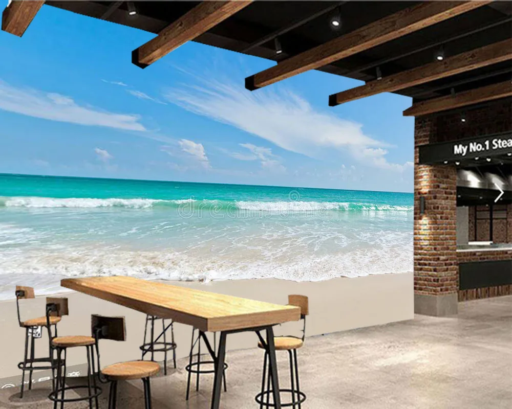 Papel де parede морской пляж и голубое небо песок солнце природные 3d обои, гостиная ТВ диван стены спальни обои для стен