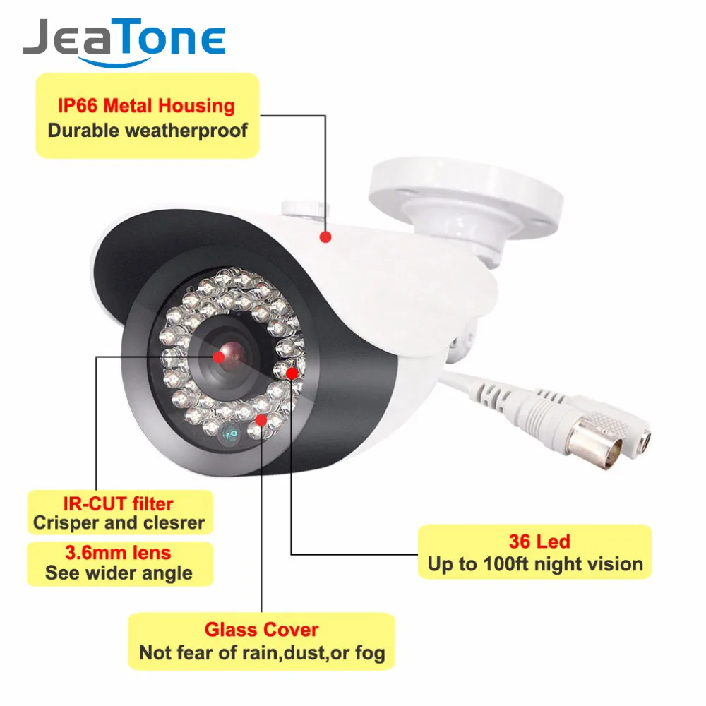 JeaTone HD AHD 4CH 1080P DVR NVR 4 шт. 2.0MP камера домашняя система наблюдения CCTV наружного ночного видения Cam 1 ТБ 2 ТБ комплект