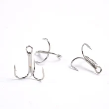 100 шт. 8# рыболовный крючок Серебряный острый прочный высокоуглеродистой стали тройные Крючки рыболовные снасти Anzuelos