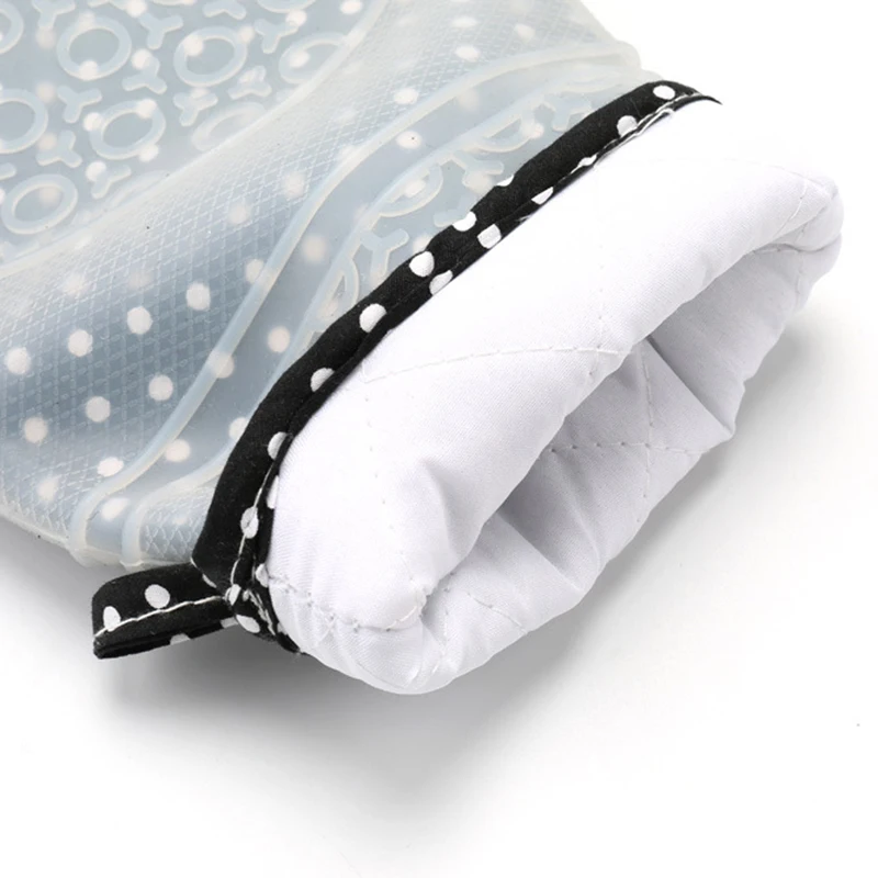 WALFOS One Piece Oven Mitts 1 Piece Silicone and Cotton Double -Layer Heat Resistant Gloves Silicone BBQ Gloves Kitchen Glove silicone oven mitts kitchen gloves silicone oven gloves