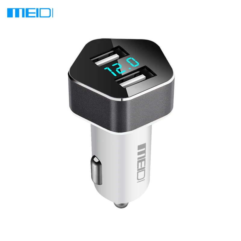 Meidi автомобиля Зарядное устройство Dual USB Порты и разъёмы Smart LED Напряжение Дисплей автомобиля Авто-прикуриватели мобильный телефон Универсальный USB Автомобильное Зарядное устройство