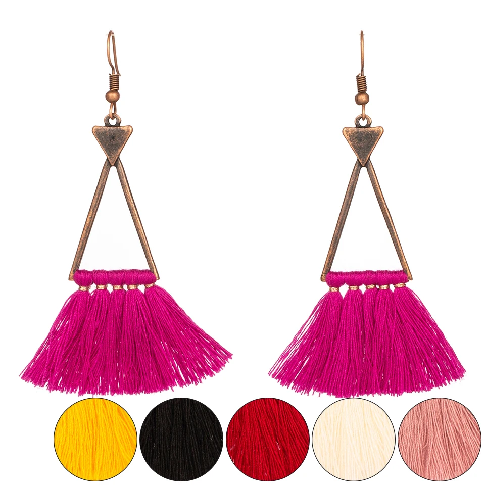 

Vintage Geometric Boho Bohemian Ethnic Handmade Tassel Drop Dangle Hanging Earrings for Women Female 2018 Jewelry Accessories