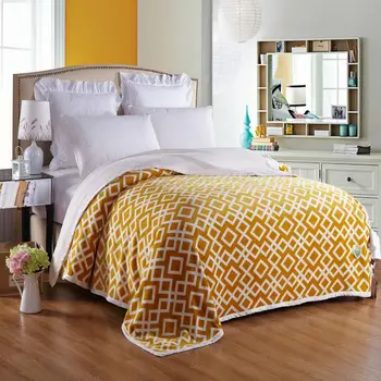 

Simple style geometric pattern polished function blanket bed linen flannel fiber bed linen single bed double double bed