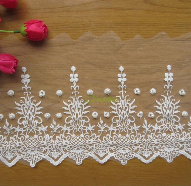Embroidered Floral Lace Edging Ribbon Mesh Fabric Sewing Craft Wedding  Dress DIY