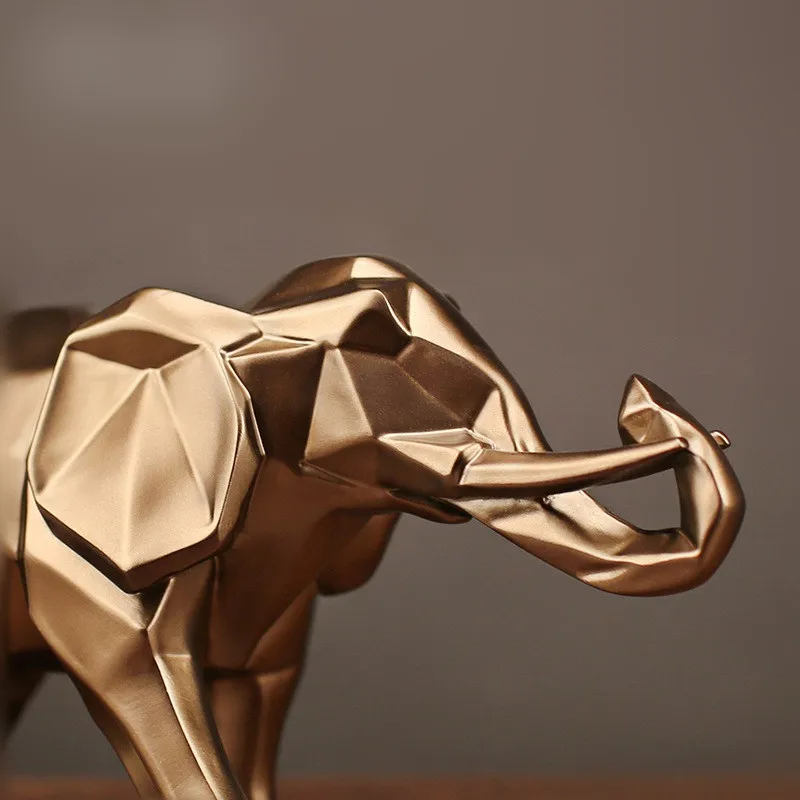 Современная Абстрактная золотая статуя слона, украшение из смолы, аксессуары для украшения дома, подарки, скульптура слона, изделия для животных
