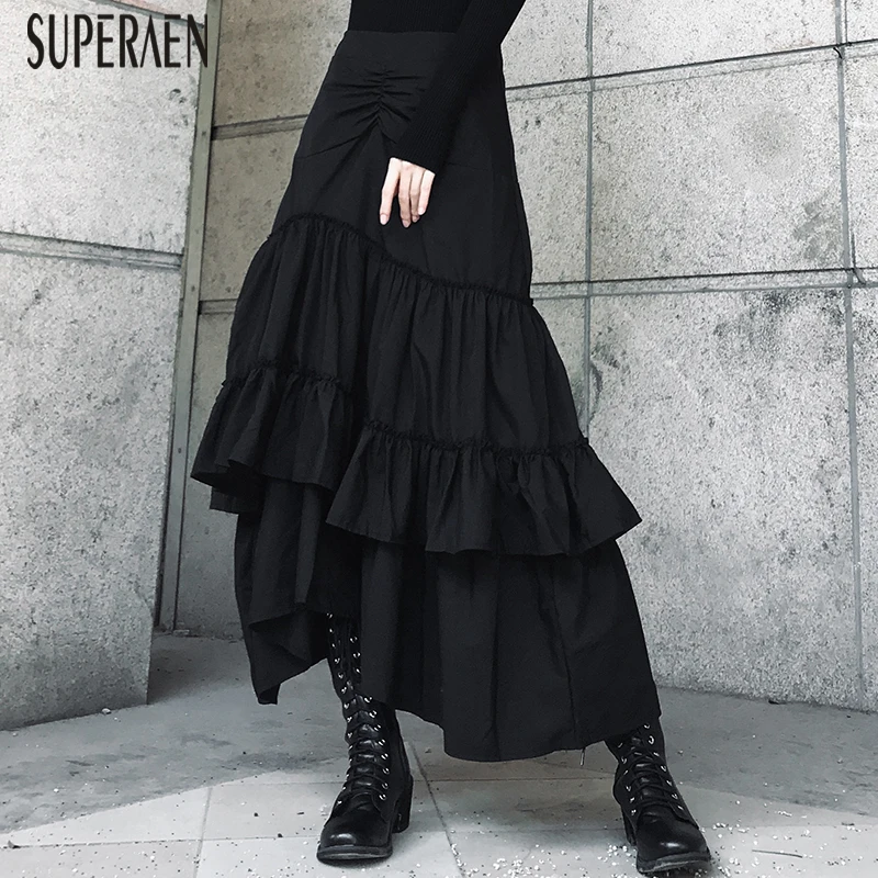 SuperAen Новая модная женская юбка, хлопок, сплошной цвет, Дикие повседневные женские юбки, нестандартные, весна, европейская юбка для женщин
