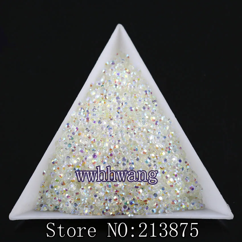 

DIY,1000pcs/bag,SS6,2mm,3D Nail Art Tips,crystal white jelly ab resin flat back crystal rhinestone "not hotfix" nails use glue