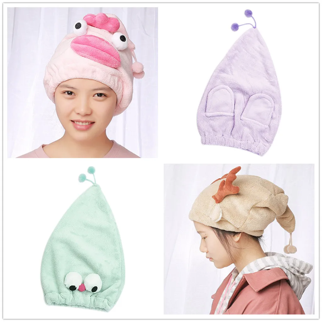 

Cute Cartoon Microfiber Hair Wrapped Towels Hair Turban Quickly Dry Hair Hat Wrapped Towel Bathing Cap