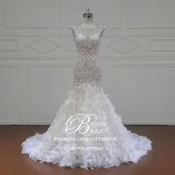 Vestidos de Noiva Русалка свадебное платье 2019 свадебное es Королевский поезд кепки рукавом Vestido de Noiva Casamento XF17015