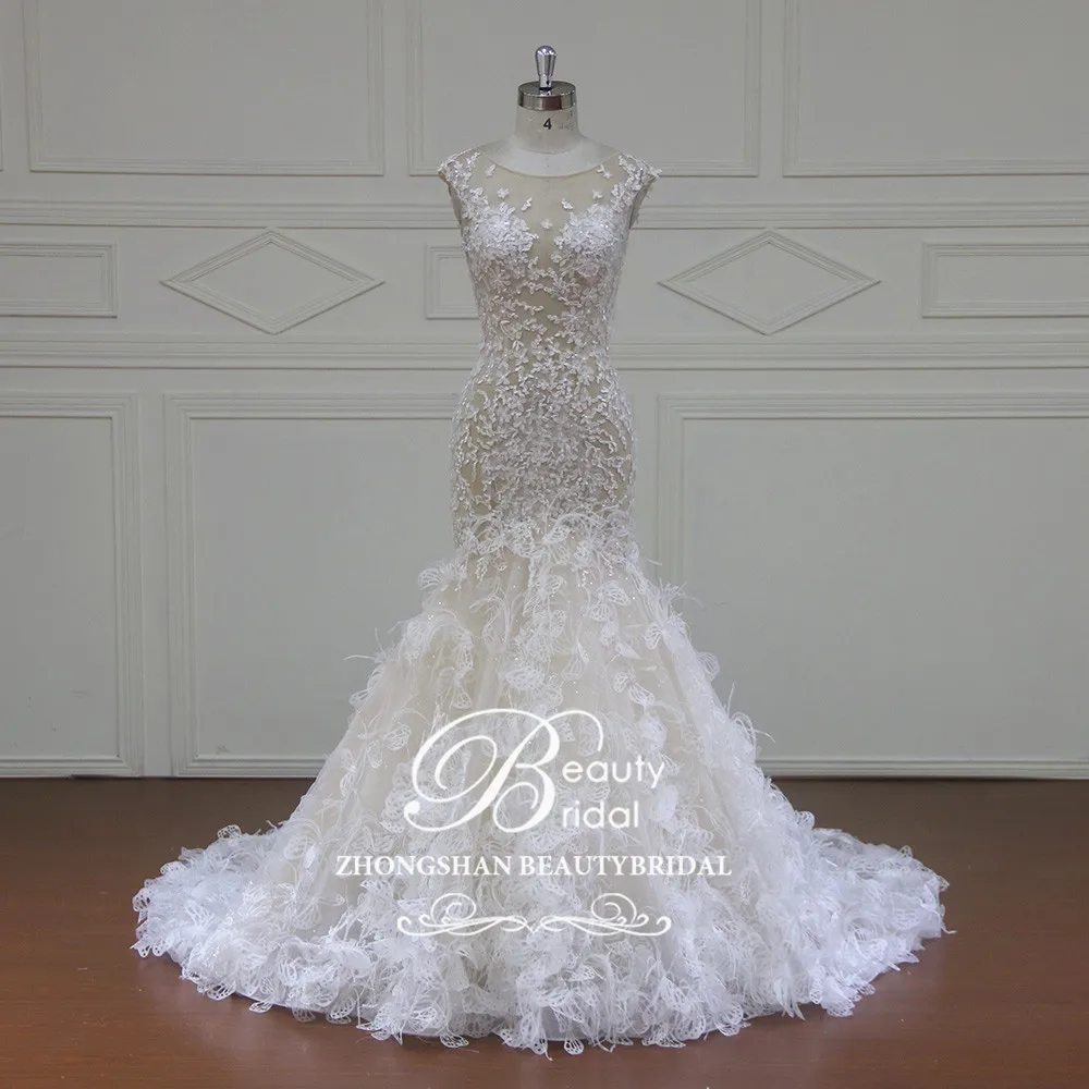 

Vestidos de Noiva Mermaid Wedding Dress 2019 Wedding Dresses Royal Train Cap Sleeve Vestido de Noiva Casamento XF17015