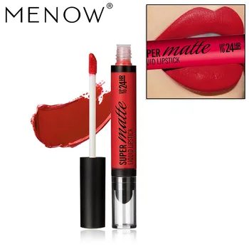 

Menow matte lip gloss with lip sponge air cushion bit lip makeup velvet liquid lipstick waterproof long lasting rose red MN076