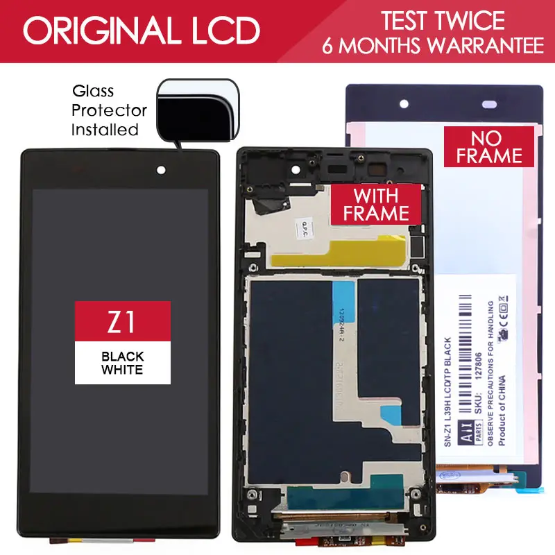 100 Tested 5 0 inch TFT 1920x1080 LCD For SONY Xperia Z1 Display Touch Screen Digitizer