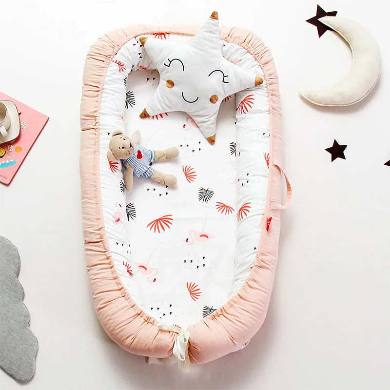 Портативная овальная детская кровать-гнездышко, съемная кроватка для новорожденных, детская кроватка для путешествий, хлопковая Колыбель для сна - Цвет: orange
