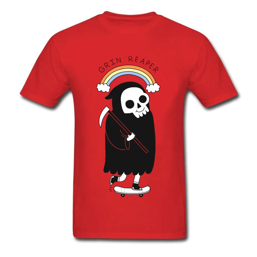 Normal Top T-shirts Creative Round Collar Grin Reaper 100% Cotton Men's Tops Tees Customized Short Sleeve Sweatshirts Grin Reaper red