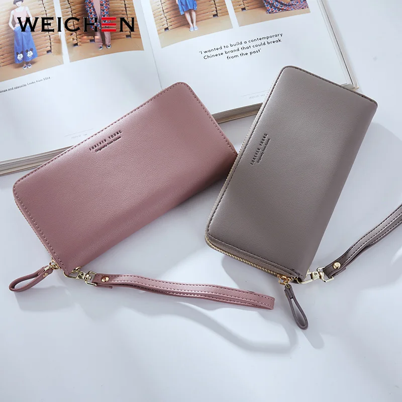  WEICHEN Wristband Women Long Clutch Wallet Large Capacity Wallets Female Purse Lady Purses Phone Po