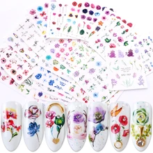 24 шт градиентные наклейки для ногтей переводные наклейки с водой цветные бабочки обертывания слайдеры клейкие украшения маникюрные BESTZ707-730