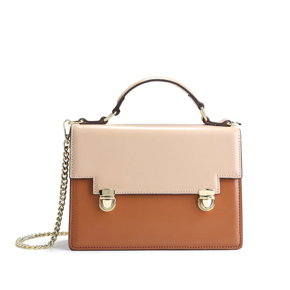 Ladies Cowhid rose Cuir Femmes Épaule À Chaîne Noir En vert D'été Main Bolso Sacs Messenger Femelle Sac Véritable Mujer Bag marron RIxqP56qwz