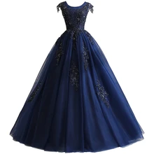 Бальное платье органза кружево с аппликацией бисером Темно-синее Пышное Платье Vestidos 15 Vestido vestidos de quinceanera