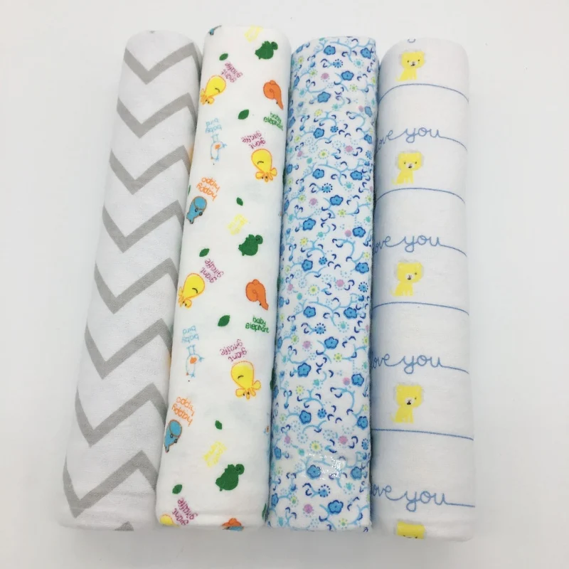Cotton Baby Blanket 4pcs/Lot Flannel Quilt Receiving Newborn 100x76cm