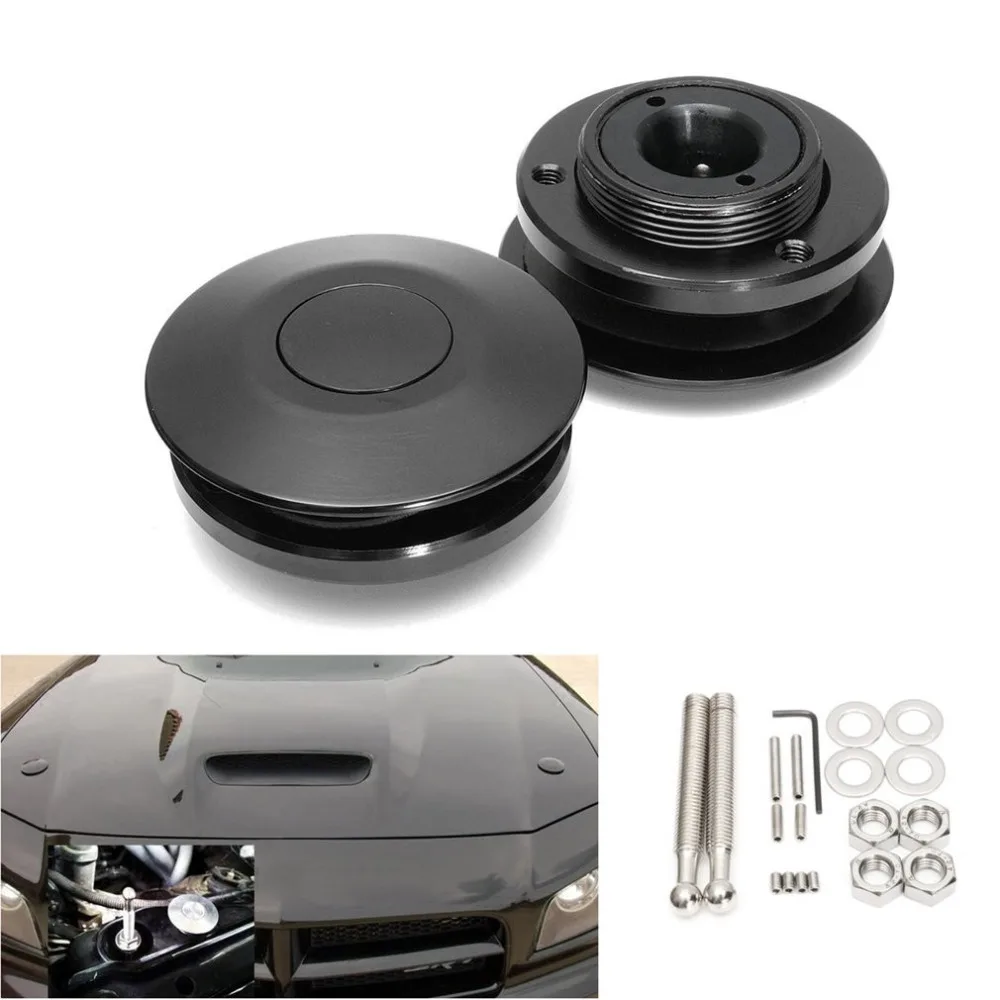 

Professional 2 Piece Push Button Billet Hood Pins Lock Clip Car Quick Latch Bonnet Complete Installation Hardwares