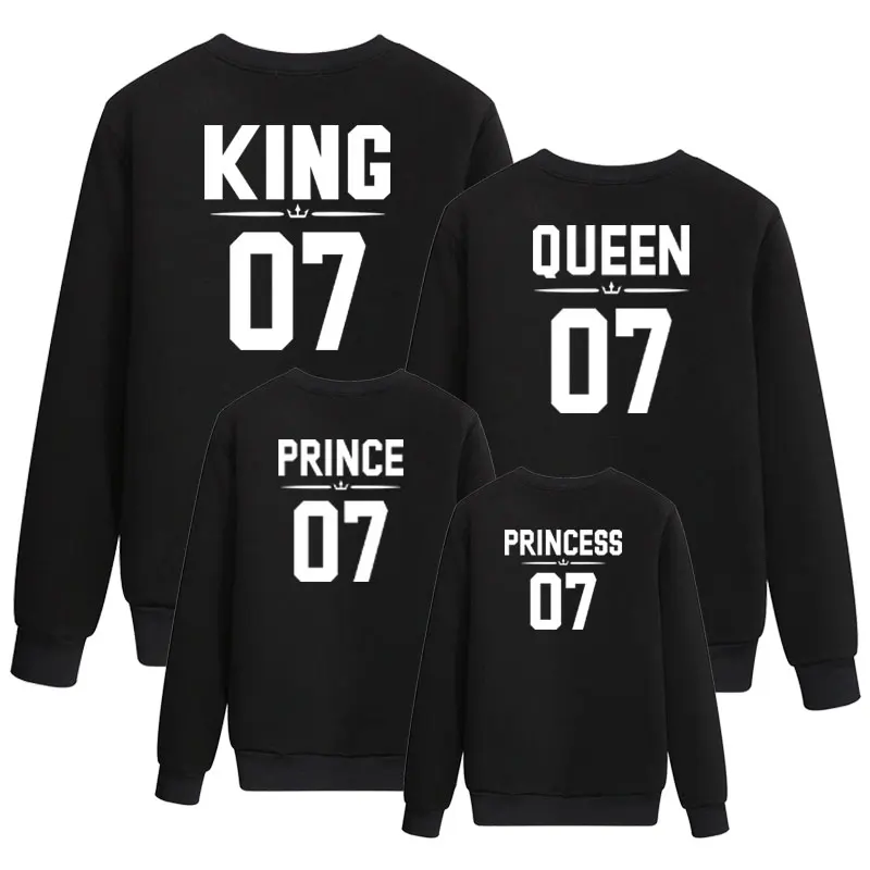 cheap O Neck t shirt king queen prince princess 07 Printing Family Looks Father Mother Daughter Son baby boys autumn clothes for girls