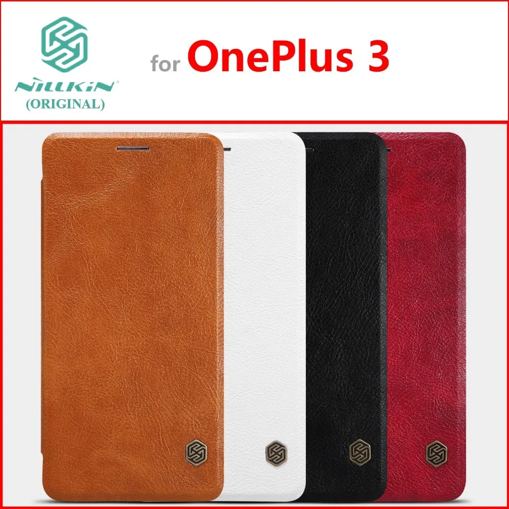 Кожаный чехол для OnePlus 3, чехол NILLKIN Qin, Классическая откидная крышка для OnePlus 3