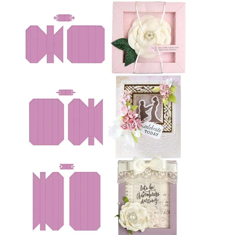 Shadowbox Adjustable Frame with Border Metal Cutting Dies for Paper Scrapbooking