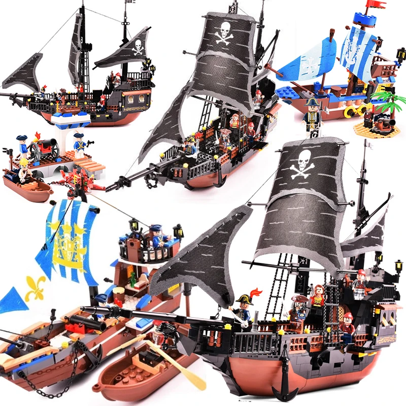 

Gudi compatible legoing pirate ship Royal guard boat black pearl model building blocks bricks kids toys Caribbean Jack sparrow