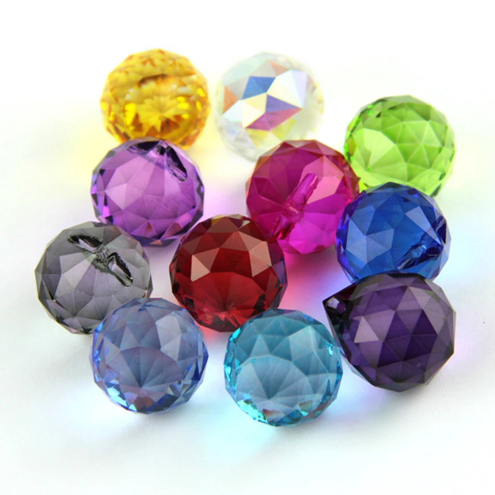 

8pcs/lot Mixed Colors Size Feng Shui X-mas Crystal Ball Crystal Prism Pendant Prism Ball For Parts