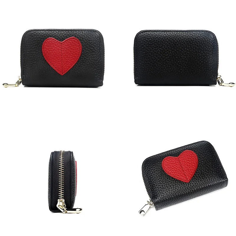 Genuine Leather Wallet Hearts | Mini Wallet Women Heart